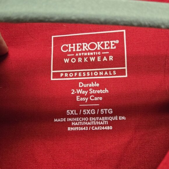 NWT Cherokee Mens 5XL Tall Red 4 Pocket Utility Scrub Top - Picture 4 of 7